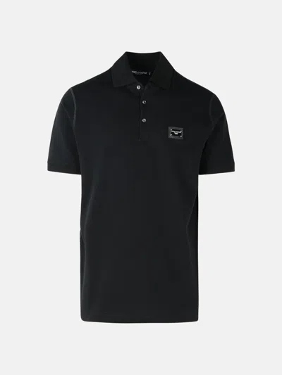 Dolce & Gabbana Black Cotton Polo Shirt