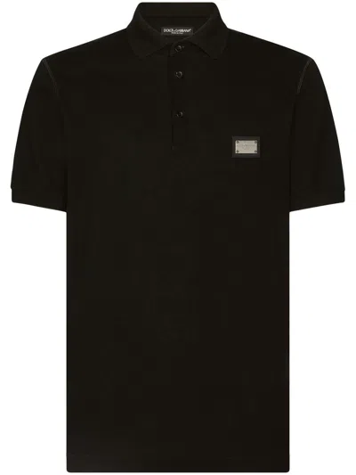 Dolce & Gabbana Black Cotton Polo Shirt With Logo Dolce E Gabbana