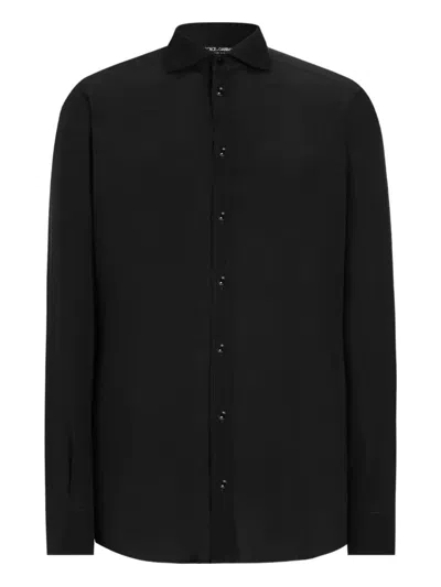 Dolce & Gabbana Black Cotton Polyamide Plain Shirt