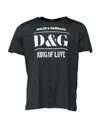 Dolce & Gabbana Black Cotton Printed Short Sleeves T-shirt In Black