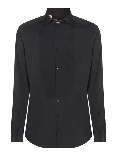 Dolce & Gabbana Cotton Tuxedo Shirt In Black