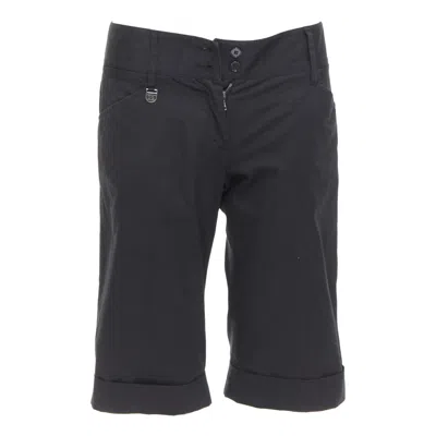 Pre-owned Dolce & Gabbana Dolce Gabbana Black Cotton Silk Dg Charm Cuffed Bermuda Shorts It38 Xs