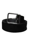 Dolce & Gabbana Black Cotton Silver Tone Metal Buckle Men's Belt In Black