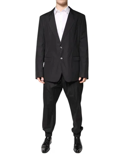 Dolce & Gabbana Black Cotton Single Breasted 2 Piece Men's Suit