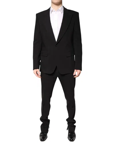 Pre-owned Dolce & Gabbana Black Cotton Single Breasted 2 Piece Men's Suit ()