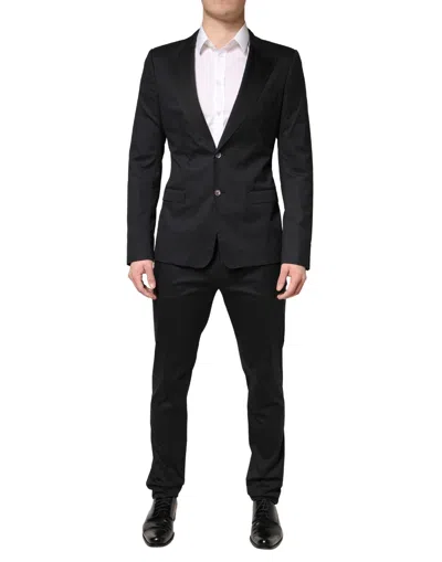 Dolce & Gabbana Black Cotton Single Breasted 2 Piece Suit