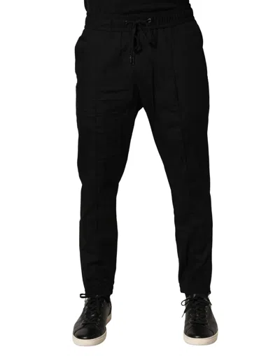 Dolce & Gabbana Black Cotton Skinny Men Jogger Trouser Pants