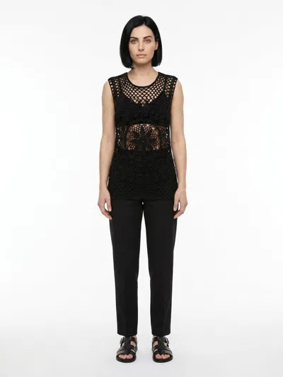Dolce & Gabbana Lace-panel Cotton Tank Top In Black