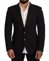 Dolce & Gabbana Black Cotton Slim Fit Coat Jacket Blazer In Black