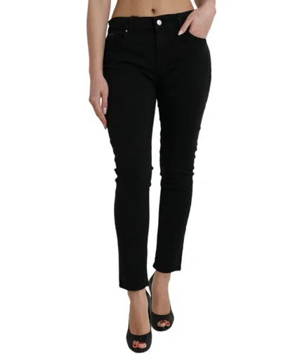 Dolce & Gabbana Black Cotton Stretch Denim Skinny Jeans In Blue