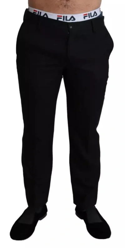 Pre-owned Dolce & Gabbana Black Cotton Stretch Dress Formal Men's Pants ()