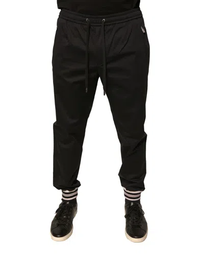 Dolce & Gabbana Black Cotton Stretch Jogger Sweatmen's Men's Pants