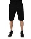 Dolce & Gabbana Black Cotton Stretch Mid Waist Bermuda Shorts