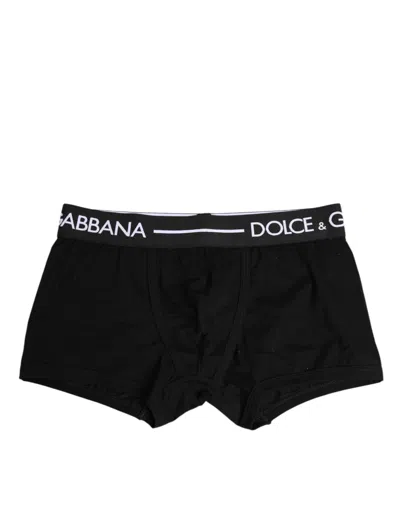 Dolce & Gabbana Black Cotton Stretch Regular Boxer Underwear