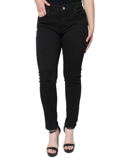 Dolce & Gabbana Black Cotton Stretch Skinny Denim Jeans In Blue