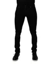 Dolce & Gabbana Black Tattered Cotton Skinny Men Denim Jeans In Black