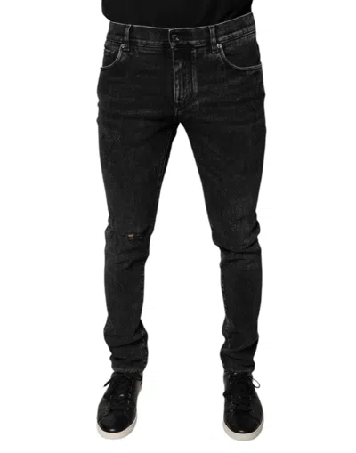 Pre-owned Dolce & Gabbana Black Cotton Stretch Skinny Men Denim Men's Jeans ()