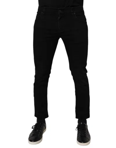 Pre-owned Dolce & Gabbana Black Cotton Stretch Skinny Men Denim Men's Jeans ()