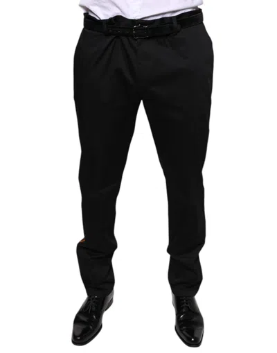 Pre-owned Dolce & Gabbana Black Cotton Stretch Skinny Men Dress Men's Pants ()
