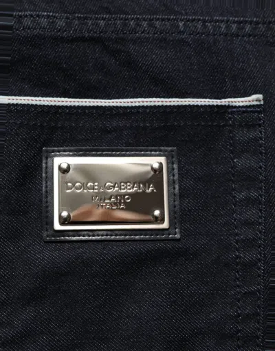 Dolce & Gabbana Black Cotton Stretch Straight Men Denim Jeans In Blue