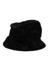 Dolce & Gabbana Black Cotton Suede Bucket Logo Capello Hat In Black