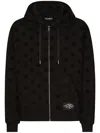 Dolce & Gabbana All-over Dg Print Zip-up Hoodie In Black