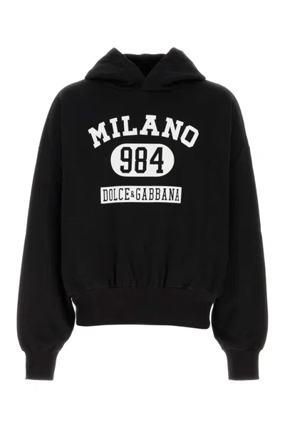 DOLCE & GABBANA BLACK COTTON SWEATSHIRT