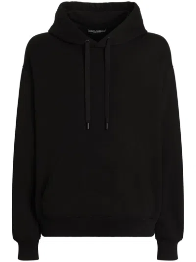 Dolce & Gabbana Black Cotton Sweatshirt With Embossed Logo