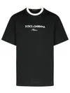 Dolce & Gabbana Logo-embroidered Layering Cotton T-shirt In Black