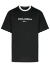 Dolce & Gabbana Logo-embroidered Layering Cotton T-shirt In Black