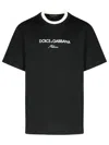 Dolce & Gabbana Logo-embroidered Layering Cotton T-shirt In Black