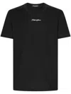Dolce & Gabbana Black Crewneck T-shirt With Signature Logo In Cotton Man In Blue