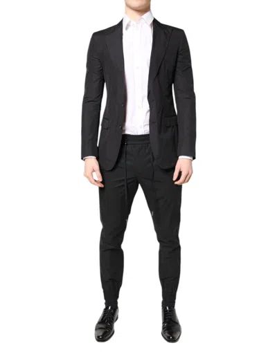 Pre-owned Dolce & Gabbana Black Cotton Taormina Formal 2 Piece Men's Suit ()