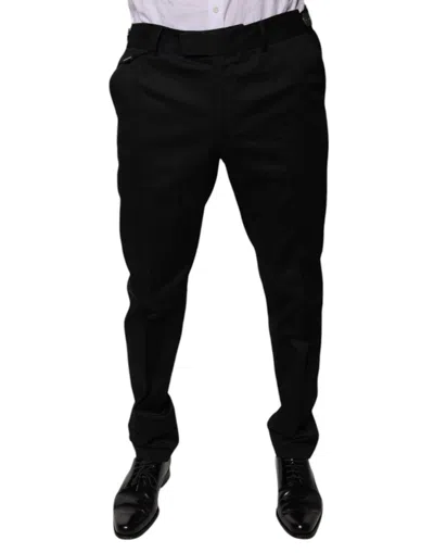 Pre-owned Dolce & Gabbana Black Cotton Tapered Formal Dress Men's Pants ()