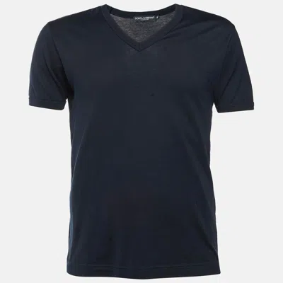 Pre-owned Dolce & Gabbana Black Cotton V-neck T-shirt S