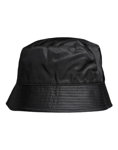 Dolce & Gabbana Black Cotton Wide Brim Bucket Men's Hat