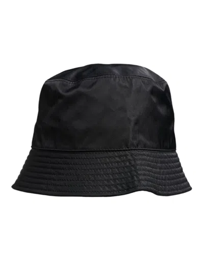 Dolce & Gabbana Black Cotton Wide Brim Bucket Men's Hat