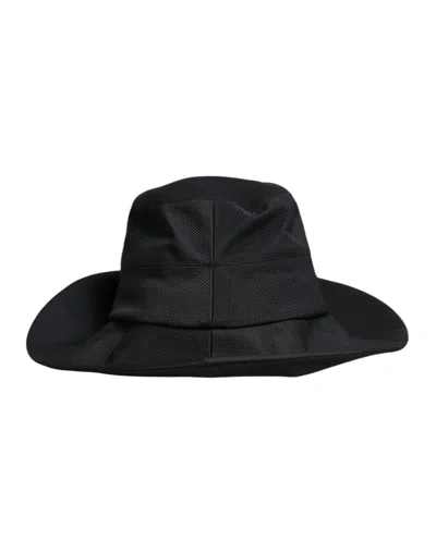 DOLCE & GABBANA DOLCE & GABBANA BLACK COTTON WIDE BRIM FEDORA WOMEN'S HAT