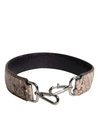 Dolce & Gabbana Black Cream Exotic Leather Bag Shoulder Strap In Brown
