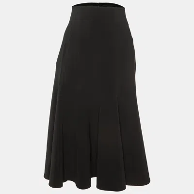 Pre-owned Dolce & Gabbana Black Crepe Flared Midi Skirt L