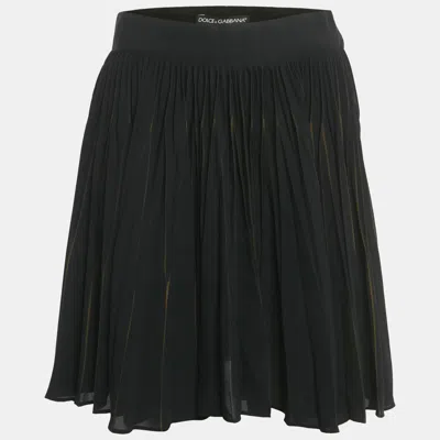 Pre-owned Dolce & Gabbana Black Crepe Pleated Mini Skirt M