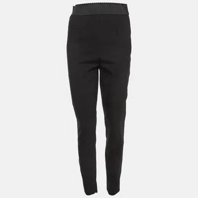 Pre-owned Dolce & Gabbana Black Crepe Skinny Trousers S