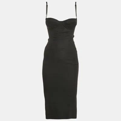 Pre-owned Dolce & Gabbana Black Crepe Sleeveless Midi Dress S