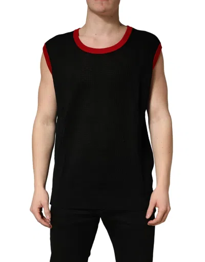 Dolce & Gabbana Cotton-blend Ribbed Knit Tank Top In Black