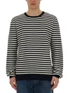 Dolce & Gabbana Lightweight Striped Wool Pullover Sweater In Black