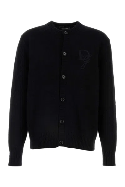 DOLCE & GABBANA BLACK CREWNECK CARDIGAN