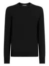 Dolce & Gabbana Men Black Sweater With Tonal Signature Logo In Silk Man In Black