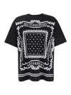 Dolce & Gabbana Black Crewneck T-shirt With Bandana Print All-over In Black