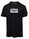 DOLCE & GABBANA BLACK CREWNECK T-SHIRT WITH LOGO PRINT AT THE CHEST IN COTTON MAN