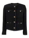 Dolce & Gabbana Black Crop Jacket With Front Pockets In Virgin Wool Blend Woman In Black